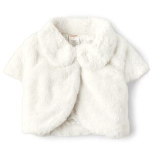 Gymboree Faux Fur Shrug Quilted Dress Coat White‎ Plush Girls Size 7